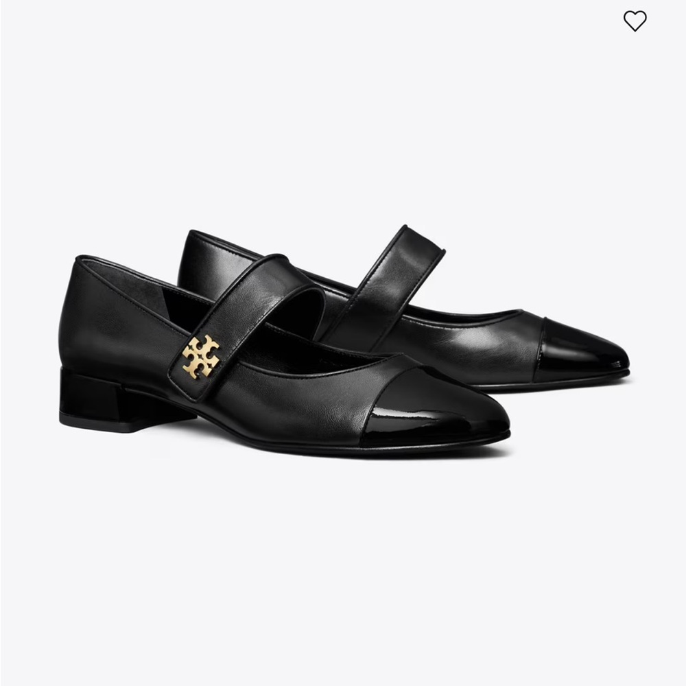 Tory Burch Black Leather Cap-Toe Mary Jane shoes